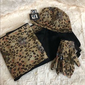 Brody Paws 3 Piece Set Hat Gloves Scarf Leopard